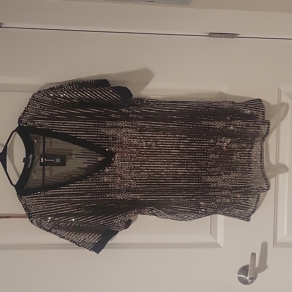 NWT- INC Deep Black Glam Shirt - Picture 1 of 3